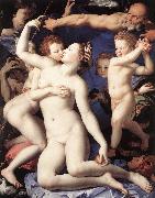 BRONZINO, Agnolo Venus, Cupide and the Time (Allegory of Lust) fg oil on canvas